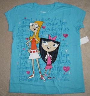 PHINEAS AND FERB *Candace & Isabella* Blue S/S Tee T Shirt sz 7/8
