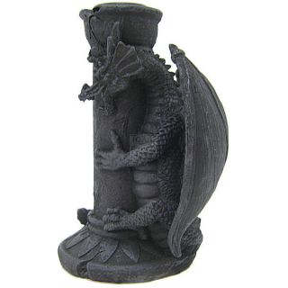 Dragon Candle Pillar Black Resin Single 1 Candle Holder