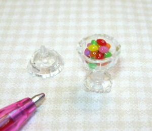 Miniature Jelly Bean Filled Candy Dish for Dollhouse