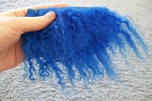 Caressa OOAK Fairy or Baby Doll Tibetan Lamb Wool Hair Dark Blue Half 