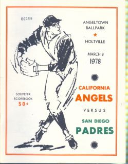 1978 California Angels V Padres Spring Training Program