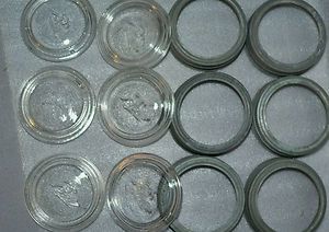    Vintage WIDE Mouth Canning Jar Zinc Rings Ball Glass Inserts NR NICE
