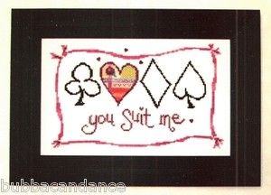 You Suit Me Cross Stitch Chart with Playing Card Symbols Raise the 