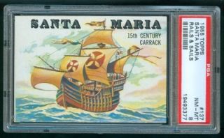   Topps RAILS & SAILS 15th Century Carrack Santa Maria Card #137 PSA 8