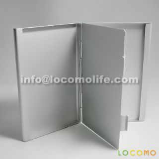 Double Layer Aluminium Business Card Case Holder Silver