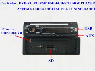 Car Radio in Dash DVD VCD CD R RW USB SD MP3 MP4 Player Am FM Digital 
