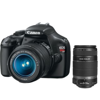 Canon 12.2MP EOS Rebel T3 18 55mm IS II + 55 250mm SLR Black NEW