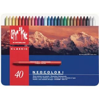 Monochrome Solutions   Caran DAche Neocolor I Wax Pastel Crayons Tin 