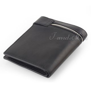   Cross Leather Wallet Purse Zip Badge Bifold Coin Cash Pocket