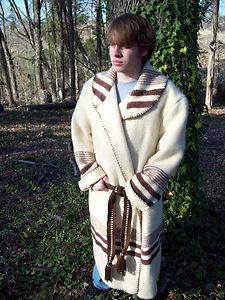 Wool Blanket Capote Coat Fur Trapper Mountain Man Muzzleloader Black 