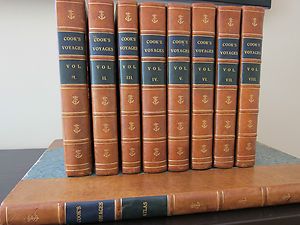 The Three Voyages of Captain Cook Cook Captain James 8 Vols Atlas 1773 