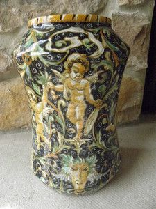 Italian Art Pottery Vase Map Maioliche Artistiche Pesaresi