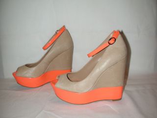 Jessica Simpson $98 Carrack Open Toe Leather Wedge Platform Shoe 