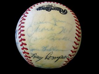 Carl Erskines Old Timers Day Team Signed Baseball w/Jim Gilliam