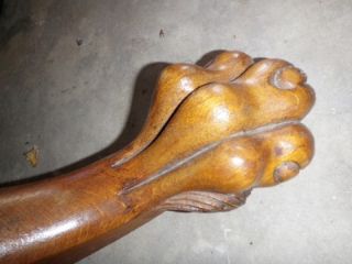  Pedestal Table Carved Claw Paw Feet Casters w 4 Chairs PU Ct