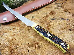   Stag Fillet Hunting Fishing Knife With Sheath Bass Crappie Catfish 146