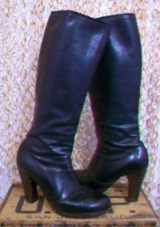 FIORENTINI + BAKER Womens Black Leather Side Zip Stacked Heel Adorable 