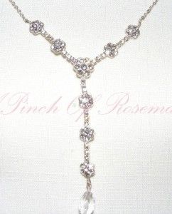 Carolee Designer Necklace Floral Crystal Briolette Lavalier New 