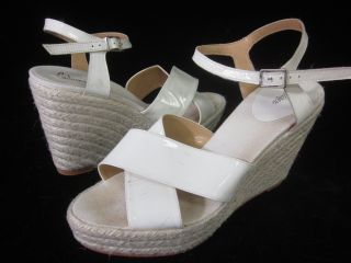 Castaner White Patent Leather Espadrilles Wedges 38 8