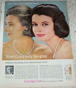 1965 Clairol Loving Care Gray Hair Color Lady Print Ad