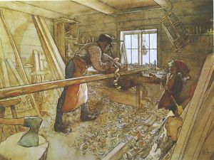 Swedish Carl Larsson Laminated Placemat Carpenters Work
