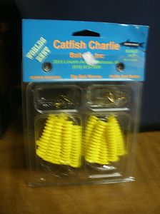 New Catfish Charlies DIP Bait Worms Yellow 12 PK No 6 Hook