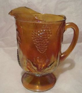 Vintage Indiana Carnival Iridescent Amber Gold Pitcher Beautiful 