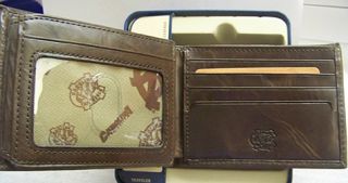 UNC North Carolina Tarheels Fossil Wallet Traveler Brown Leather 