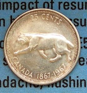 1867 1967 Canadian Centennial Silver Quarter 25 Cents Lynx Collector 
