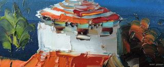 Catalina Island Avalon Bay Harbor Boats Seascape 24x36 Oil on Canvas 