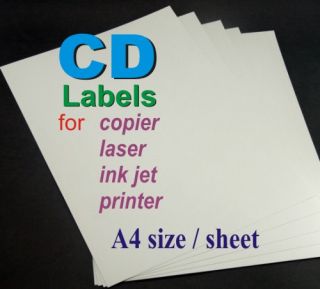 CD Labels Sticker Paper for Copier Laser Inkjet Printer A4 21x29 7 