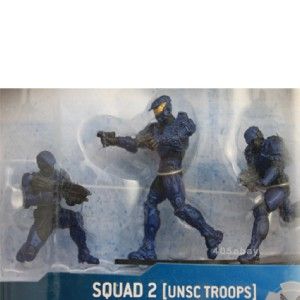 New Box Set Lot 3 Pcs Halo Squad 2 Nusc Troops Figures Blue RARE FG2 