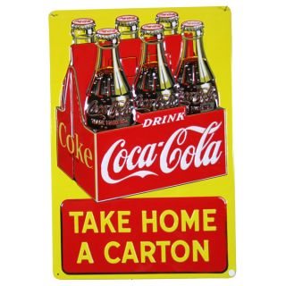 Take home this Coca Cola Take Home Carton Embossed Sign and decorate 