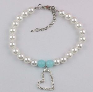    necklace white rhinestones heart pendant dog cat collars tags pet12