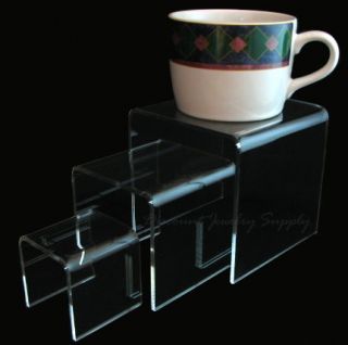 Acrylic Clear Square Riser Display Stand Set of 3 Small