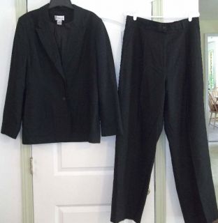 CHADWICKS Black LINEN Blend Jacket PANTS SET SUIT 14 T 16 T TALL