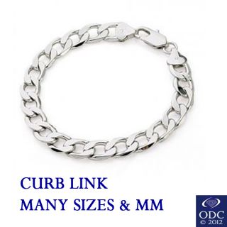 Curb Link Bracelet Solid 925 Sterling Silver Made in Italy Nickel Free 