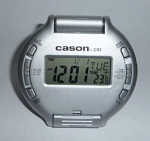Cason Auto Flip Open Pocket Alarm Travellers Desk Clock Calendar C93 