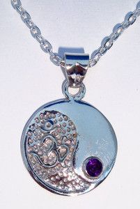 Choices Silver Gem Yin Yang OM Chakra Pendant Jewelry