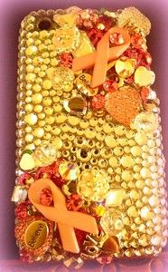 CUSTOM CELL PHONE CASES MADE WITH SWAROVSKI BREAST CANCER TRIBUTE 