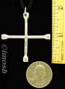 Necklace Sterling Silver Lug Wrench Large Pendant Flame