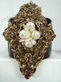 Chanel CC Baroque Pearl Diamante Cuff Bracelet New