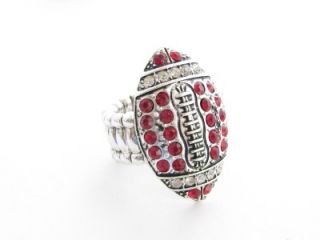 Football Red Crystal Fashion Stretch Ring Jewelry