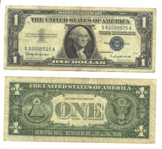 Silver Certificate $1 USA 1957 Note Very Good Condition One Dollar 