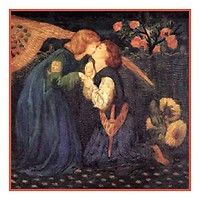 Pre Raphaelite Dante Rossetti The Lovers Greeting Counted Cross Stitch 