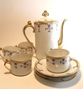 Antique French Chabrol Limoges 1920s Art Deco Tea Coffee Service Set 
