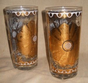 Set 2 Cera Gold Accent Zodiac Tumbler Drink Glasses