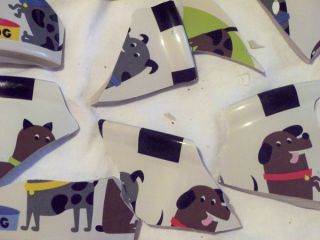   Tiles 1lb of Dog Puppy 25 Pieces White Green Brown Grey Ceramic