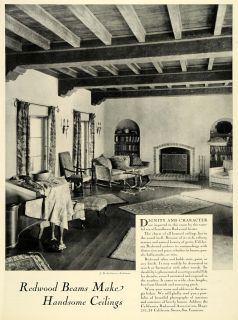 1928 Ad Redwood Beams Ceiling Interior Designs Beams Panels Woods Home 
