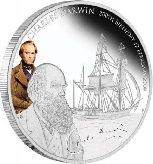 Tuvalu 2009 1$ Charles Darwin 200th Anniversary 1Oz Silver Coin